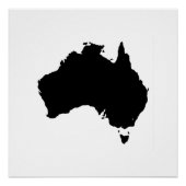 Australien Black Silhouette Map Poster (Vorderseite)