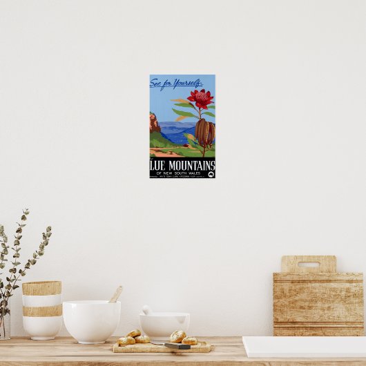 Australien Blaue Berge restauriert Vintage Poster (Küche)