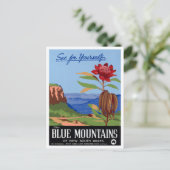 Australien Blaue Berge restauriert Vintage Poster Postkarte (Stehend Vorderseite)