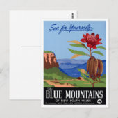 Australien Blaue Berge restauriert Vintage Poster Postkarte (Vorne/Hinten)