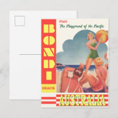 Australien Bondi Beach Vintage Reiseposter Postkarte (Vorne/Hinten)