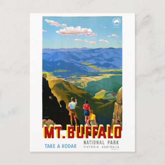 Australien Buffalo Vintage Travel Poster Postkarte (Vorderseite)