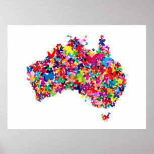 Australien Butterfly Map Poster