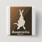 Australien By Air Kangaroo Reiseplakat. Button (Vorderseite)