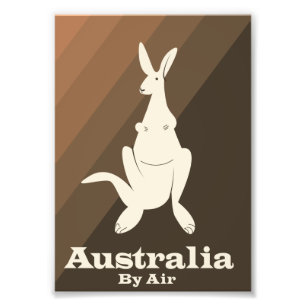 Australien By Air Kangaroo Reiseplakat. Fotodruck