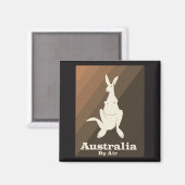 Australien By Air Kangaroo Reiseplakat. Magnet (Vorderseite/Rückseite)