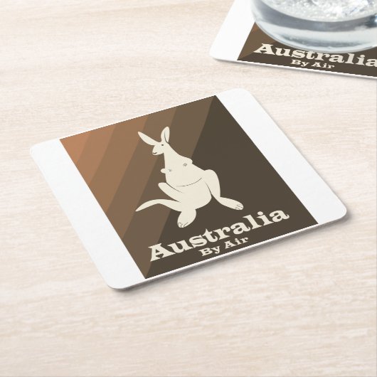 Australien By Air Kangaroo Reiseplakat. Rechteckiger Pappuntersetzer (angewinkelt)