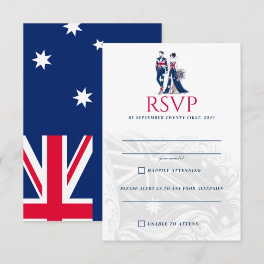 Australien Couple RSVP Karte (Vorne/Hinten)