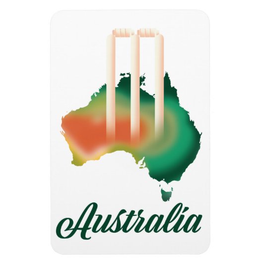 Australien Cricket-Karte. Magnet (Vertikal)