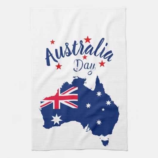 Australien Day Red Blue und White Geschirrtuch (Vertikal)