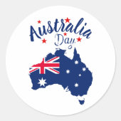 Australien Day Red Blue und White Runder Aufkleber (Vorderseite)