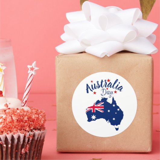 Australien Day Red Blue und White Runder Aufkleber (Party)