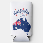 Australien Day Red Blue und White Selters Dosenkühler (Vorderseite)