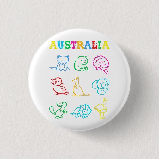 Australien Day Todler Shirt Funny Animals Australi Button (Vorderseite)