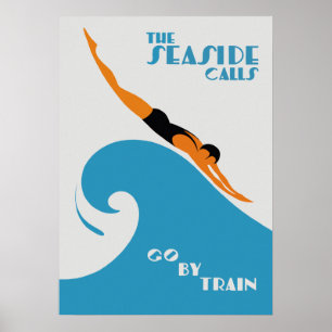 Australien, Der Strand ruft Vintage-Reiseplakat Poster