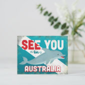 Australien Dolphin - Retro Vintage Travel Postkarte (Stehend Vorderseite)