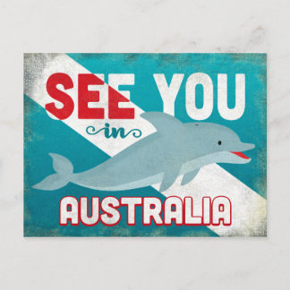 Australien Dolphin - Retro Vintage Travel Postkarte