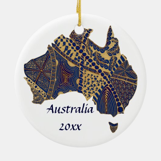 Australien Doodle Tan Red Blue Keramik Ornament (Hinten)