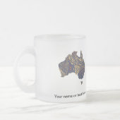Australien Doodle Tan Red Blue Mattglastasse (Links)