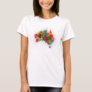 Australien-Farbe spritzt Karte T-Shirt