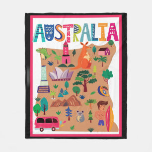Australien farbenfrohes Reiseplakat Fleecedecke