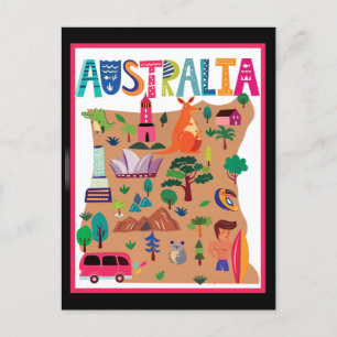 Australien farbenfrohes Reiseplakat Postkarte