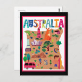 Australien farbiges Reiseplakat Postkarte (Vorne/Hinten)