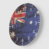 Australien-Flagge auf altem hölzernem Korn Große Wanduhr (Winkel)