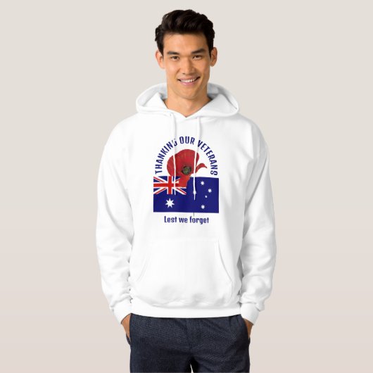 Australien Flagge DANK VETERANS Erinnerung Hoodie (Vorne ganz)