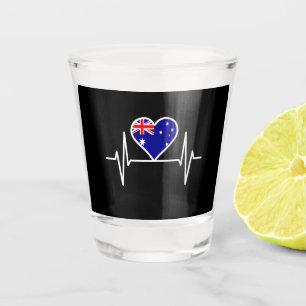 Australien-Flagge Herzschlag Schnapsglas