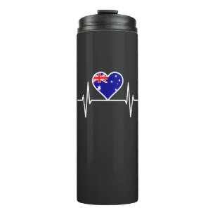 Australien-Flagge Herzschlag Thermosbecher