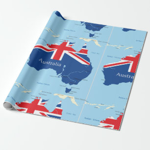 Australien Flagge Karte Silhouette Geschenkpapier
