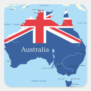 Australien Flagge Karte Silhouette Quadratischer Aufkleber