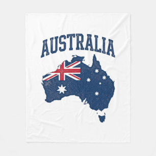 Australien Flagge Karte Vintage abgenutzt Grafik_1 Fleecedecke