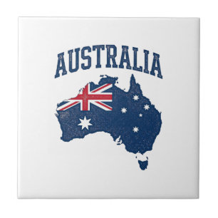 Australien Flagge Karte Vintage abgenutzt Grafik_1 Fliese