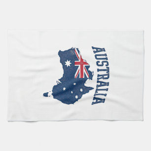Australien Flagge Karte Vintage abgenutzt Grafik_1 Geschirrtuch