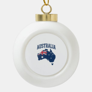 Australien Flagge Karte Vintage abgenutzt Grafik_1 Keramik Kugel-Ornament