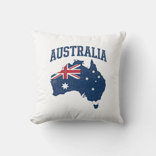 Australien Flagge Karte Vintage abgenutzt Grafik_1 Kissen