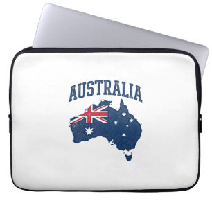 Australien Flagge Karte Vintage abgenutzt Grafik_1 Laptopschutzhülle