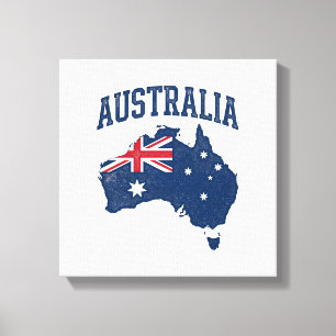 Australien Flagge Karte Vintage abgenutzt Grafik_1 Leinwanddruck