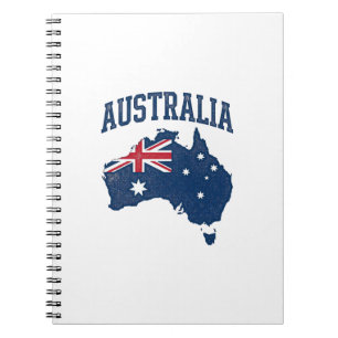 Australien Flagge Karte Vintage abgenutzt Grafik_1 Notizblock