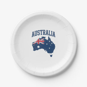 Australien Flagge Karte Vintage abgenutzt Grafik_1 Pappteller