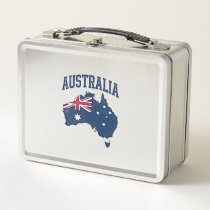Australien-Flagge Karte Vintage-Distressed-Grafik_ Metall Brotdose