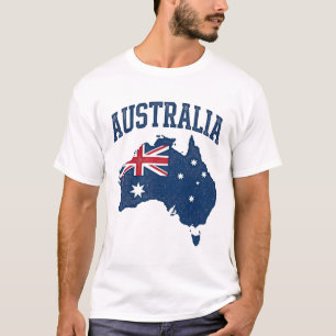 Australien-Flagge Karte Vintage-Distressed-Grafik_ T-Shirt