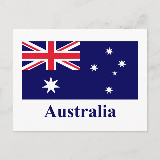 Australien Flagge mit Name Postkarte (Vorderseite)