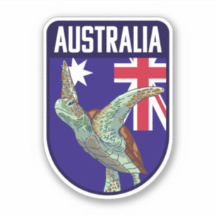 Australien Flagge mit Sea Turtle - Australien Reis Aufkleber
