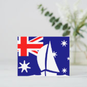 Australien Flagge Segelboot nautisch Postkarte (Stehend Vorderseite)