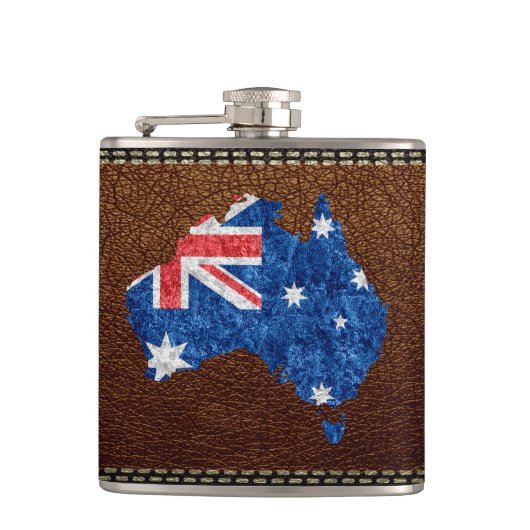 Australien-Flagge und Karte Flachmann (Vorderseite)