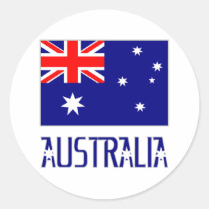Australien-Flagge & Wort Runder Aufkleber