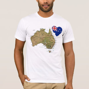 Australien-Flaggen-Herz und Karten-T - Shirt